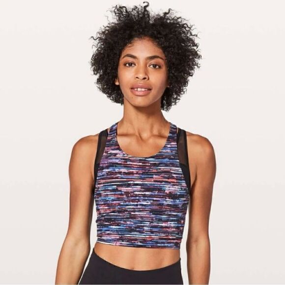 Lululemon Break Free Tank *Nulux in Hinshu Alpine White Multi / Black - Picture 1 of 7